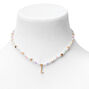 Gold Star &amp; Pastel Pearl Initial Pendant Necklace - L,