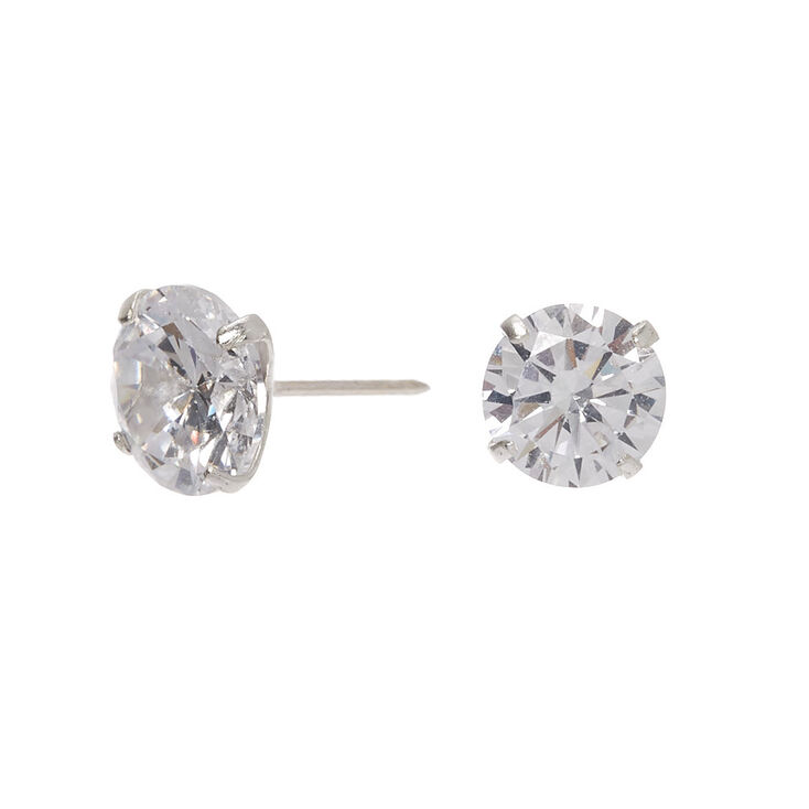 Sterling Silver Cubic Zirconia 6MM Round Stud Earrings,