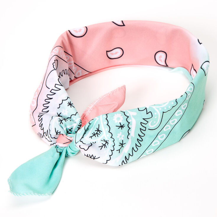 Blue Pink Pastel Ombre Paisley Bandana Headwrap Icing Us