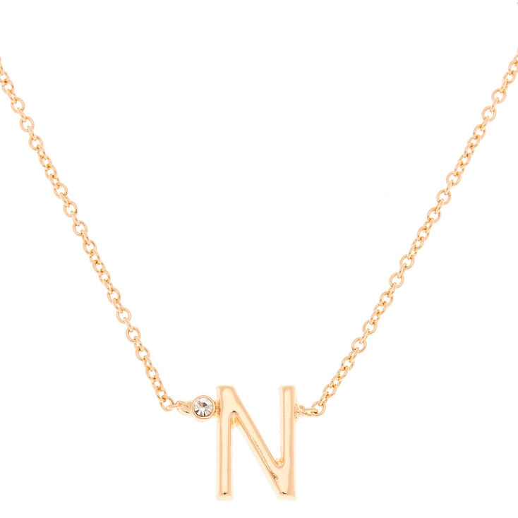Gold Initial Necklace - N,