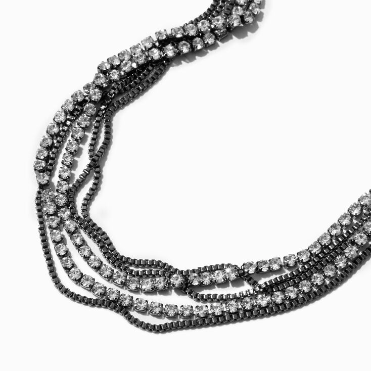 Hematite Delicate Box &amp; Cup Chain Multi-Strand Necklace,