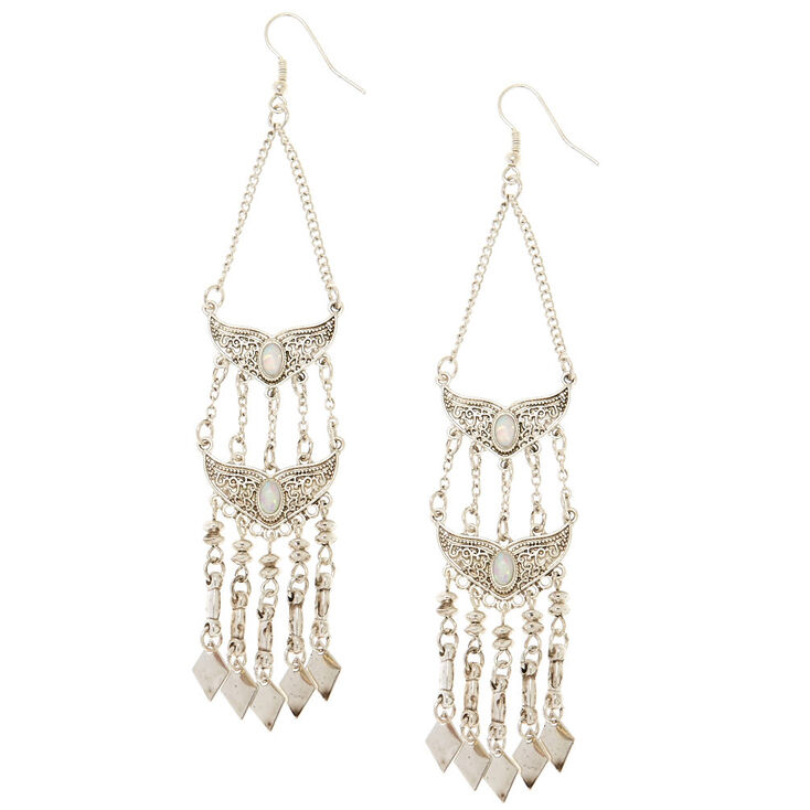 Antique Silver Tiered Drop Earrings,