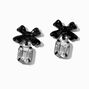 Black Bow Crystal 0.75&quot; Drop Earrings,