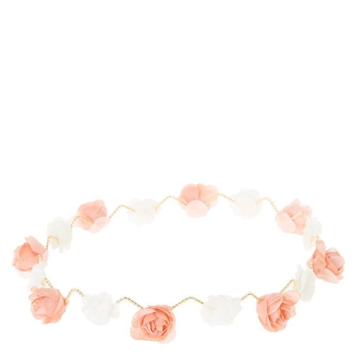 Peach & White Zig Zag Flower Crown,