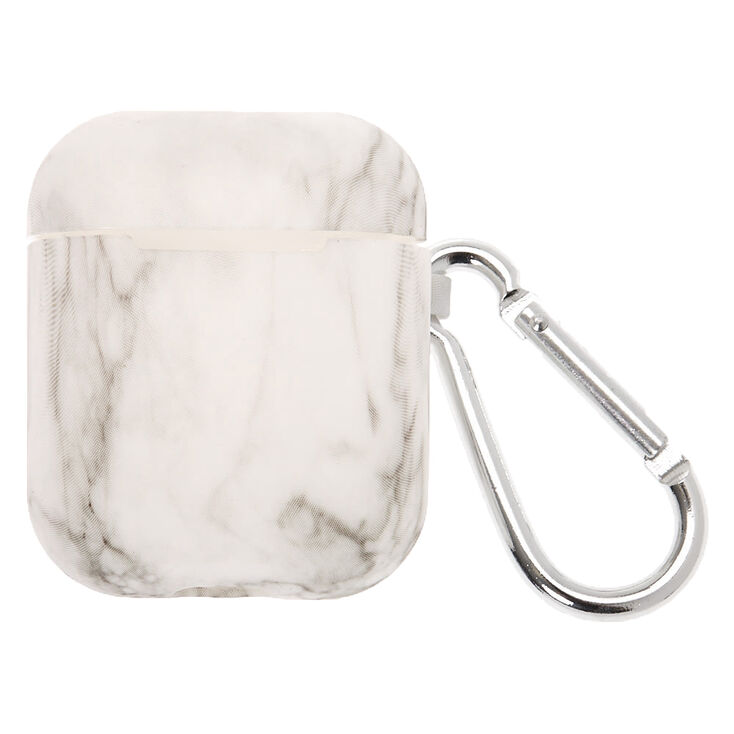 White Marble Silicone Earbud Case Cover - Compatible With Apple AirPods&reg;,