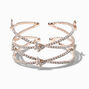 Rhinestone Butterfly Rose Gold-tone Criss Cross Cuff Bracelet,