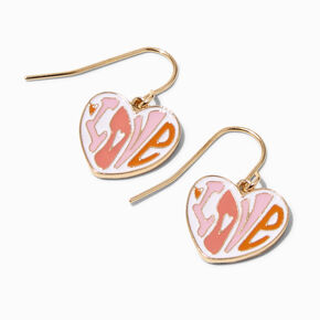 Retro Love Heart 0.5&quot; Gold Drop Earrings,