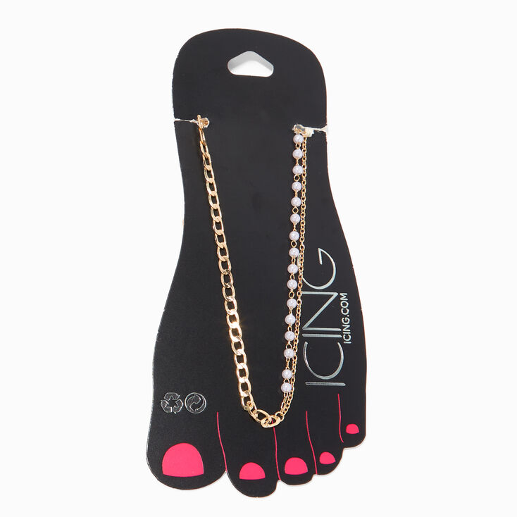 Gold Half Pearl Chain Anklet,
