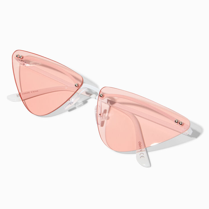 Pink &amp; White Geometric Triangle Sunglasses,
