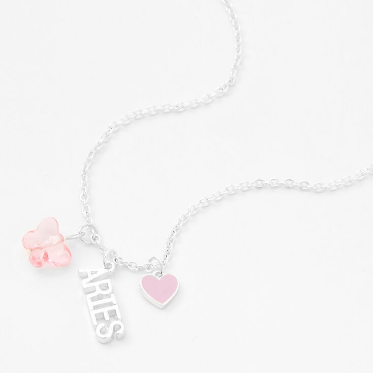 Silver Zodiac Charm Pendant Necklace - Aries,