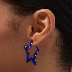Red, White, &amp; Blue Star Hoop Earrings,