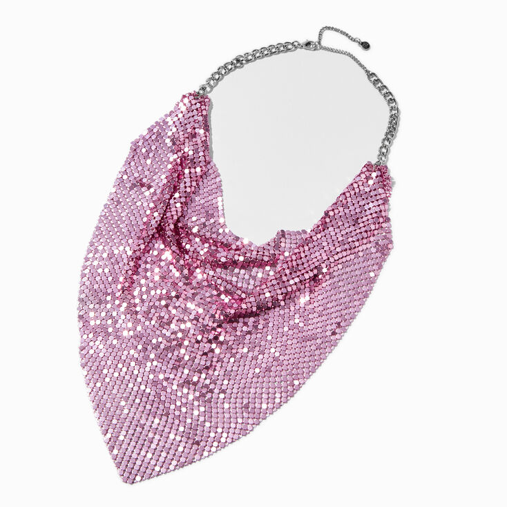 Pink Chainmail-Style Scarf Collar Necklace,