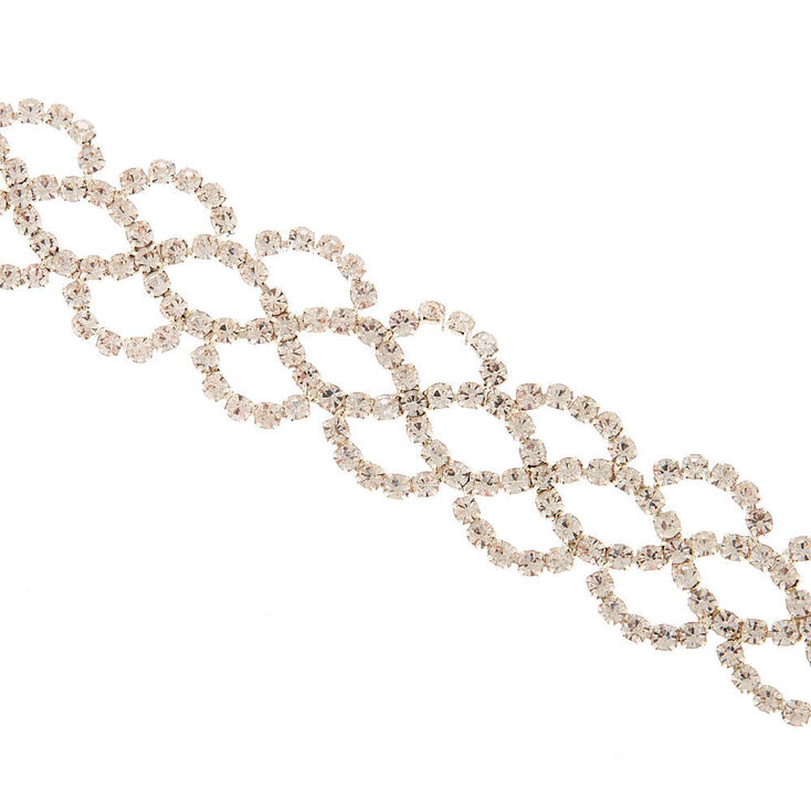 Silver Rhinestone Crochet Chain Bracelet,