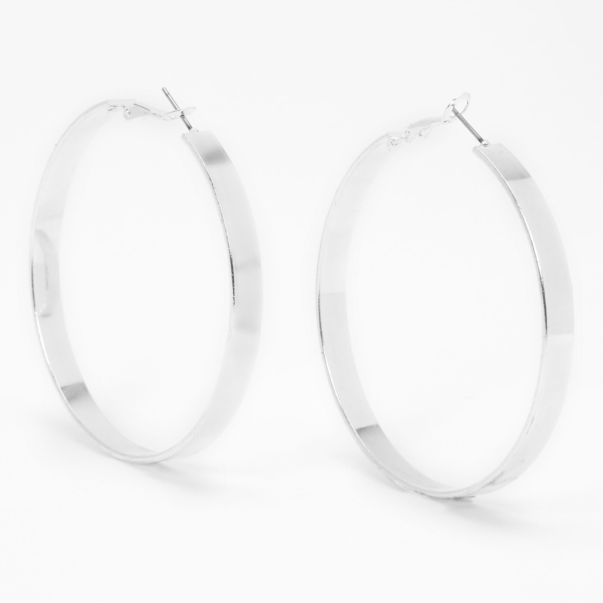 Silver 70MM Fireball Hoop Earrings | Icing US