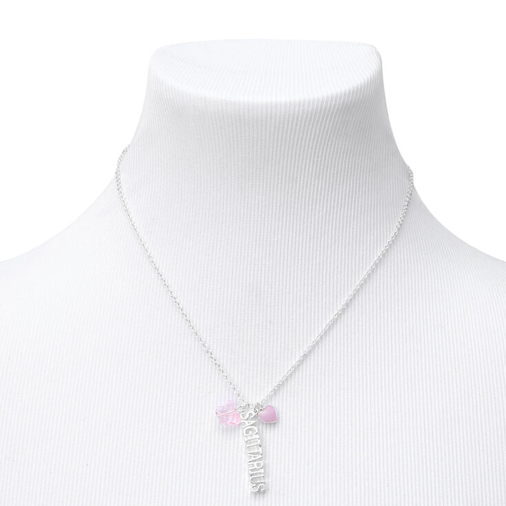 Silver Zodiac Charm Pendant Necklace - Sagittarius,
