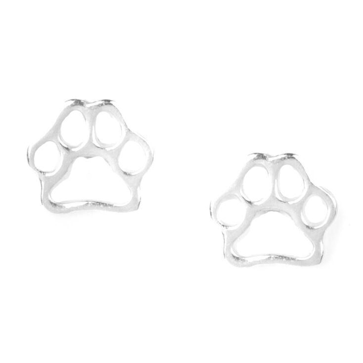 Sterling Silver Dog Paws Stud Earrings,