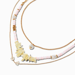 Pearl, Shell, &amp; Heishi Bead Multi-Strand Necklace,