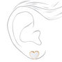 Gold Heart Stud Earrings - White,