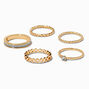 Gold-tone Zig Zag Glitter Rings - 5 Pack ,