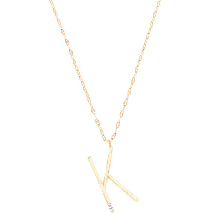 Oversized Initial Stone Pendant Necklace - K,