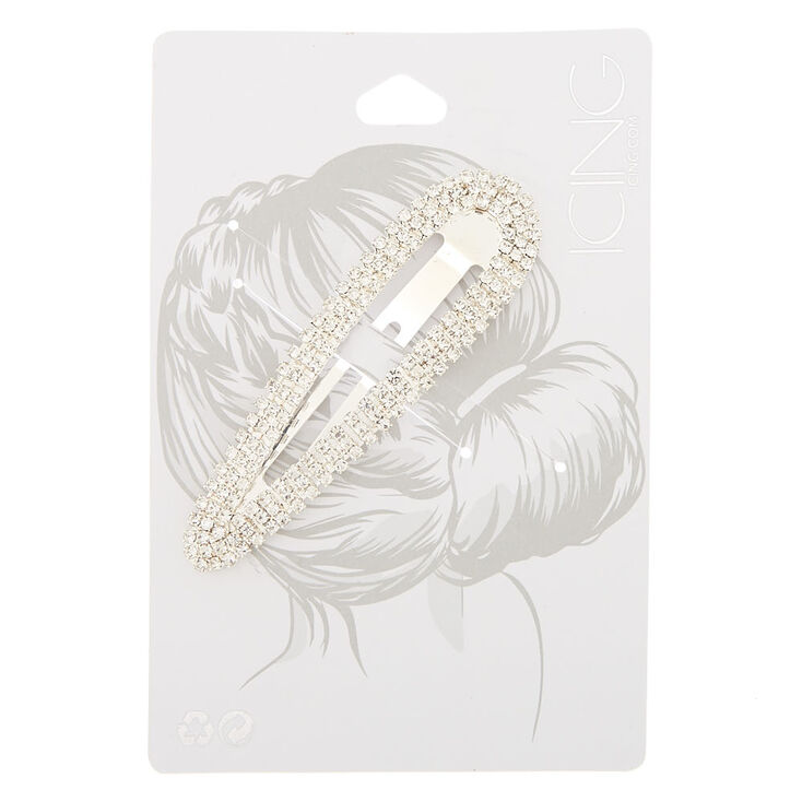 Silver Rhinestone Statement Snap Clip,