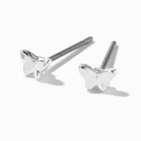 Silver Tiny Butterfly Stud Earrings,