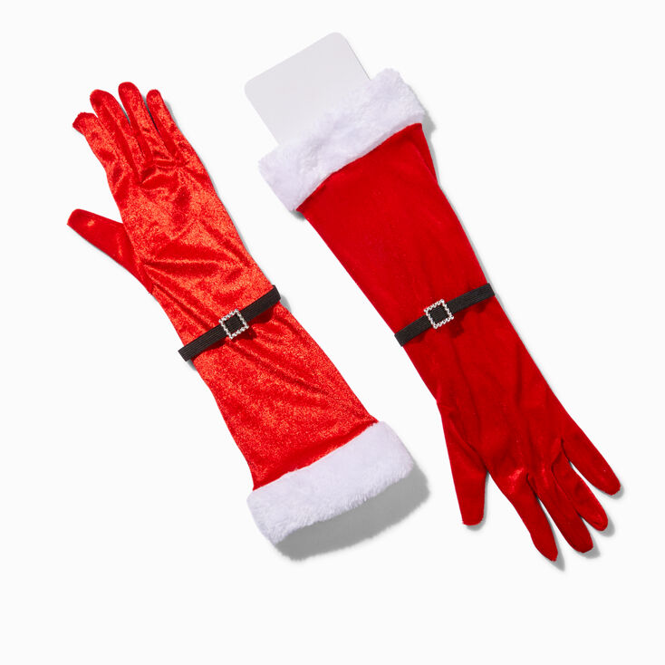 Santa&#39;s Suit Long Red Gloves,