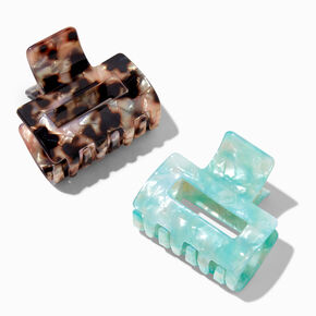 Mini Tortoiseshell Hair Claws - Green, 2 Pack,