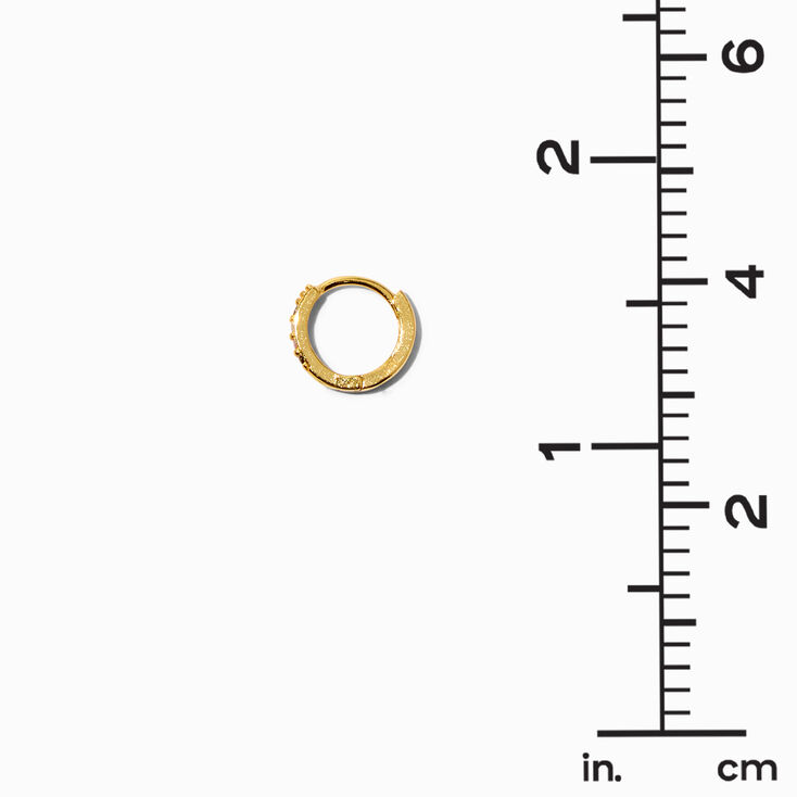 Gold Sterling Silver 8MM Green Cubic Zirconia Pav&eacute; Clicker Hoop Earrings,