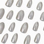 Silver Cat Eye Stiletto Vegan Faux Nail Set - 24 Pack,