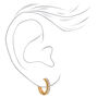 Gold 10MM Embellished Huggie Hoop Earrings,