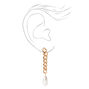 Rose Gold 2&quot; Pearl Chain Drop Earrings,