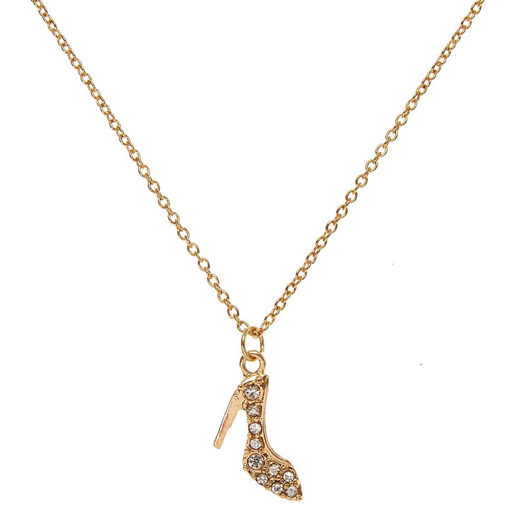 Gold-Tone Simulated Rhinestone Heel Necklace,