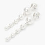 Silver 2.5&quot; Graduated Pearl Linear Drop Earrings - White,