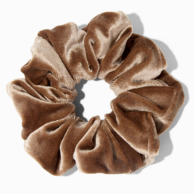 Olive Brown Flat Velvet Medium Hair Scrunchie,