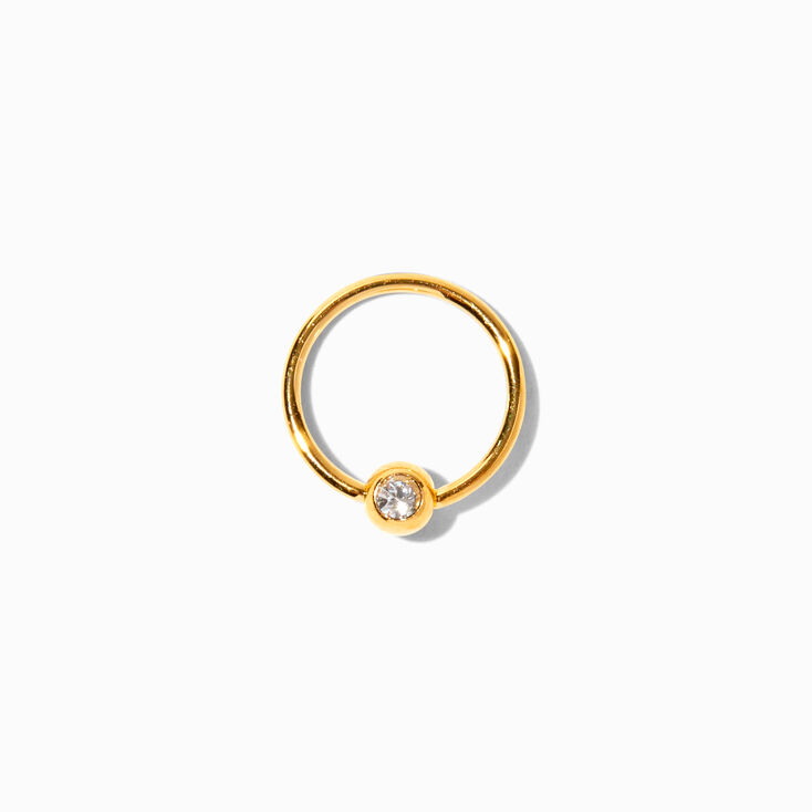 18k Gold Plated Titanium 20G Ball Hoop Nose Ring,