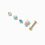 Gold-tone Stainless Steel 16G Aqua Changeable Tragus Flat Back Earrings - 5 Pack,