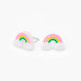 Sterling Silver Glitter Rainbow Stud Earrings,
