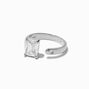 Silver-tone Cubic Zirconia Open-Front Ring Set - 3 Pack,