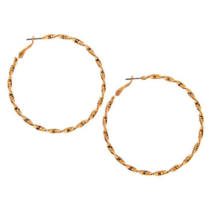 Gold 60MM Twisted Hoop Earrings,