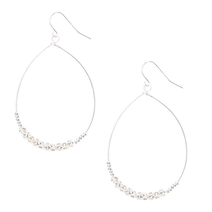 Silver Teardrop Fireball Studded Drop,