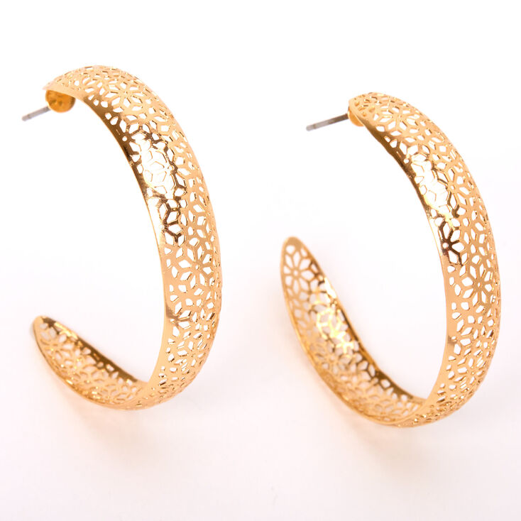 Gold 40MM Filigree Hoop Earrings,