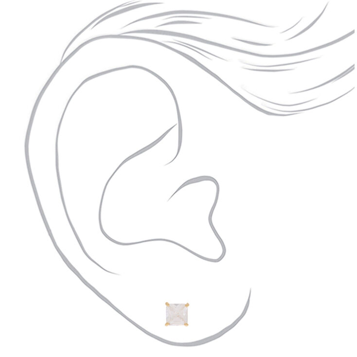 ICING Select 18k Gold Plated Cubic Zirconia Square Stud Earrings,