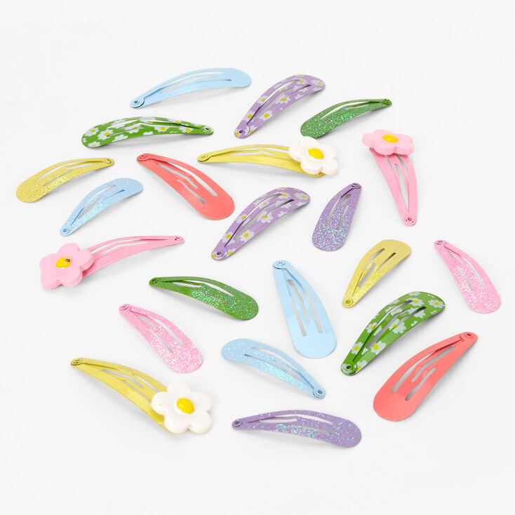 Multi Size Daisy Pastel Snap Hair Clips - 22 Pack,