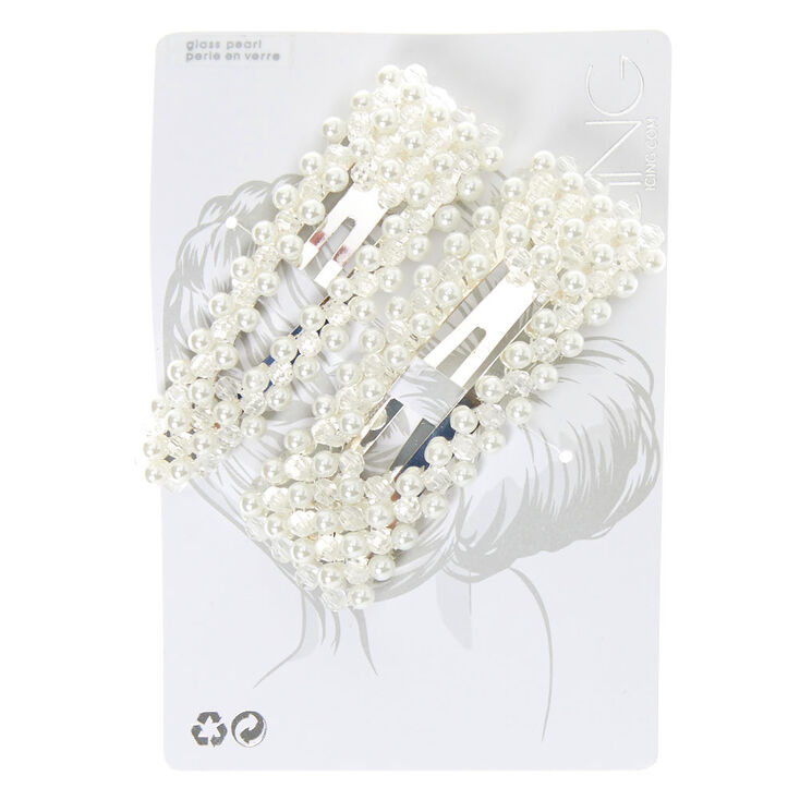 Silver Pearl Mixed Snap Clips - 2 Pack,