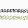 Silver &amp; Black Shamrock Mixed Choker Necklaces - 2 Pack,