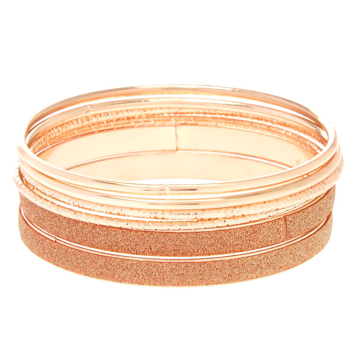 Rose Gold Mixed Bangle Bracelets - 6 Pack,