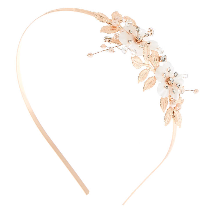 Rose Gold Rhinestone Floral Headband,