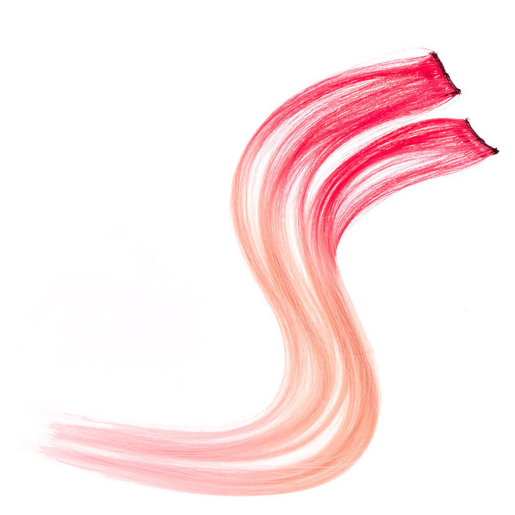 2 Pack Bubble Gum Pink Ombre Clip On Extensions,