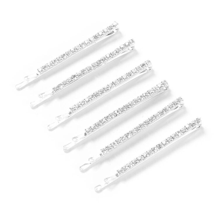 Rhinestone Bar Bobby Pins - 6 Pack,